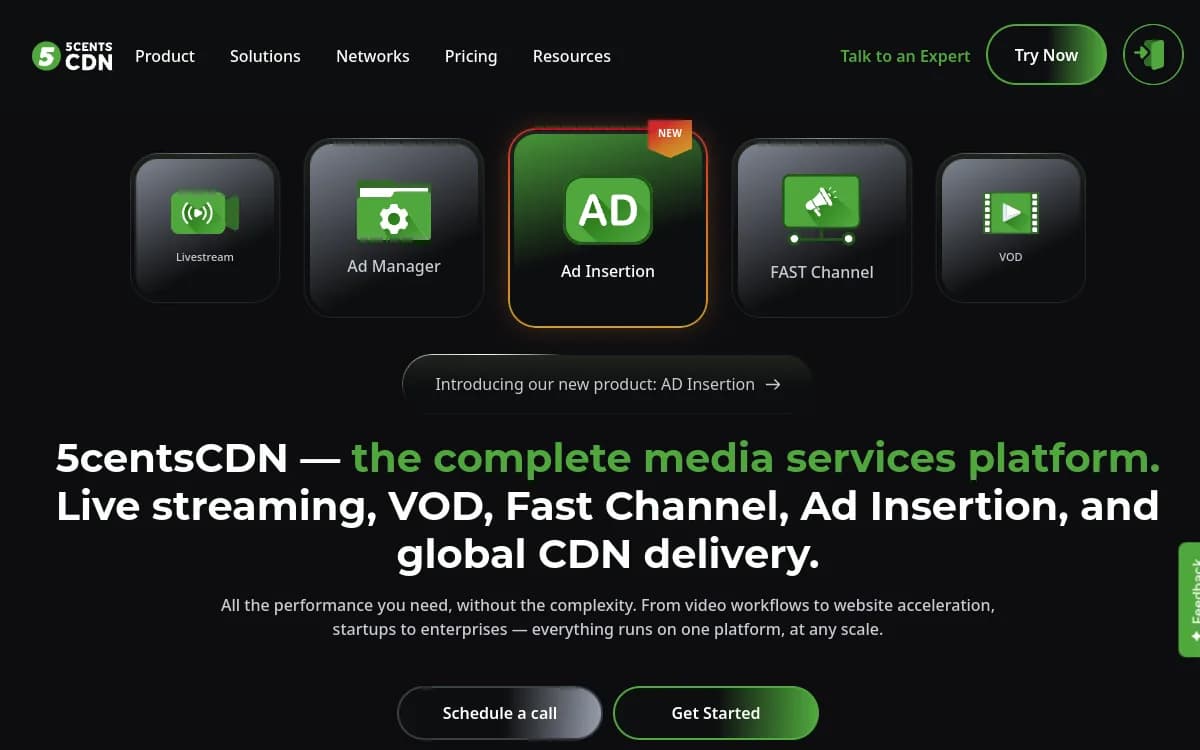 The 5centsCDN homepage