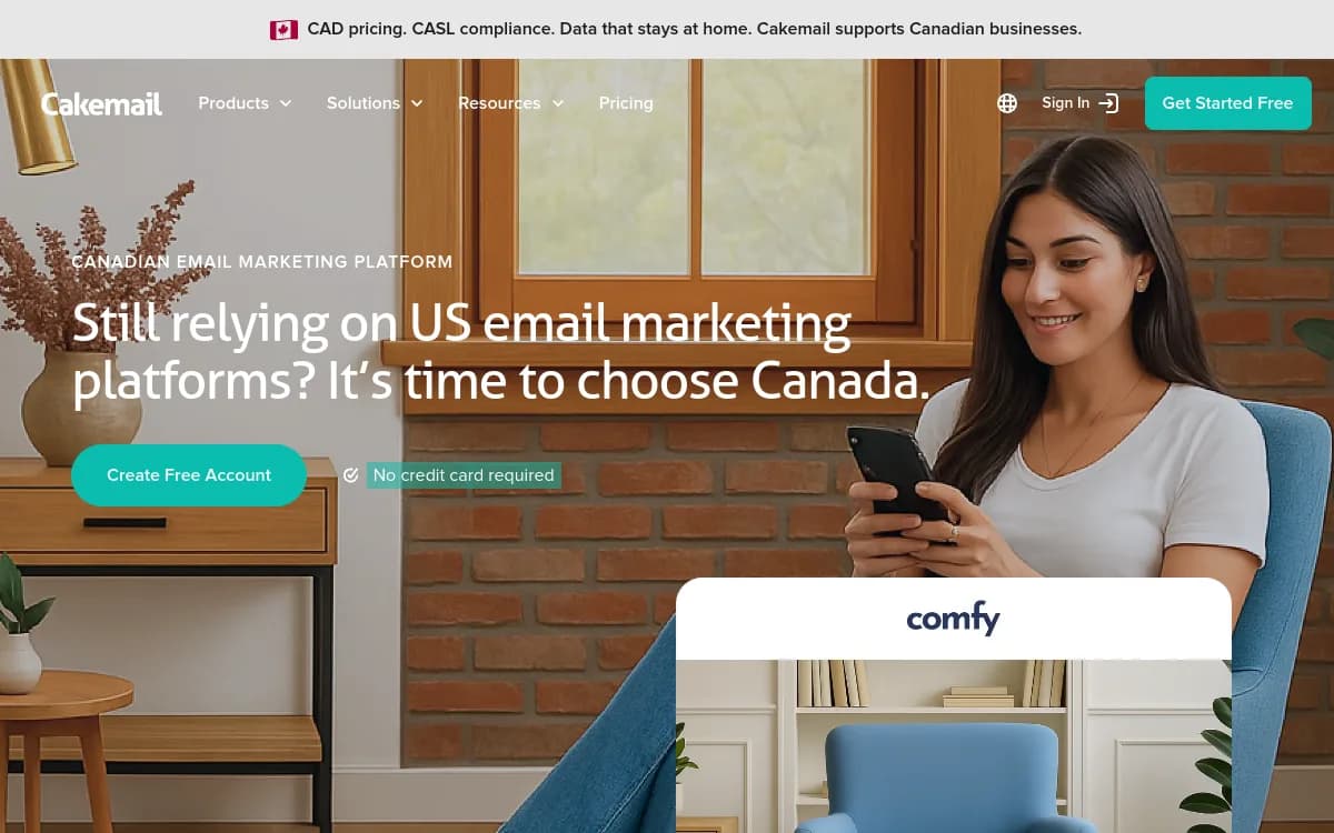 The Cakemail homepage