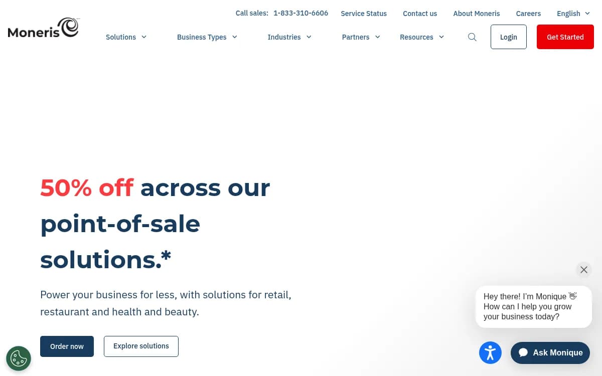 The Moneris homepage