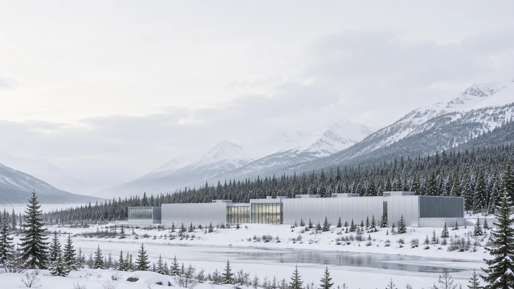 A low, unbranded facility in a Canadian boreal valley